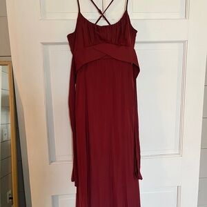 Burgundy Spaghetti Strap Dress